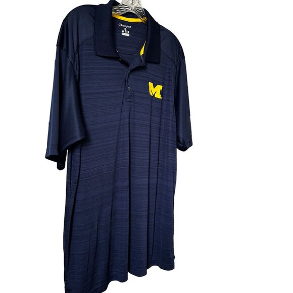 Michigan Wolverines Blue Men's Polo by Champion Size Extra Large Polyester - Picture 2 of 7